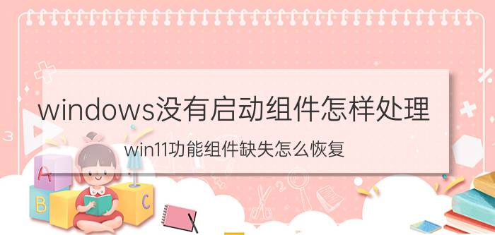 windows没有启动组件怎样处理 win11功能组件缺失怎么恢复？